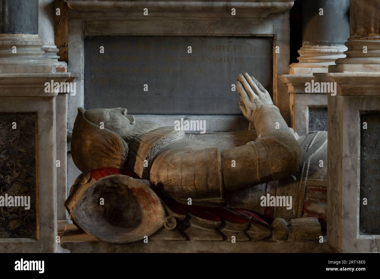 Purefoy Monument Detail, St. Michael`s Church, Fenny Drayton, Leicestershire, England, Großbritannien Stockfoto